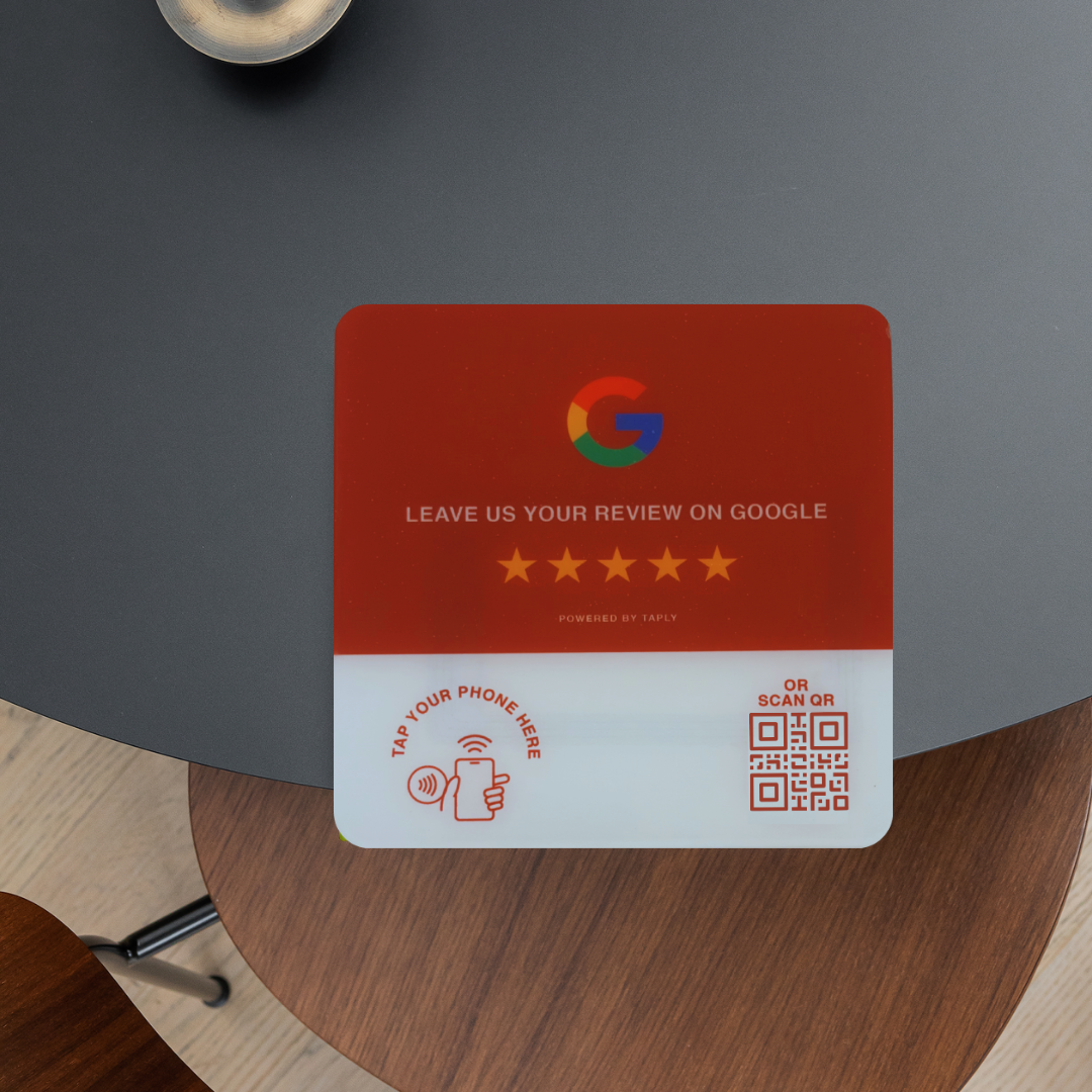 Taplly Google Review NFC & QR Plate – Crimson Red Edition - Image 2