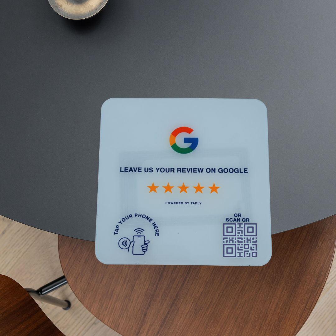 Taplly Google Review NFC & QR Plate – Frost Blue Edition